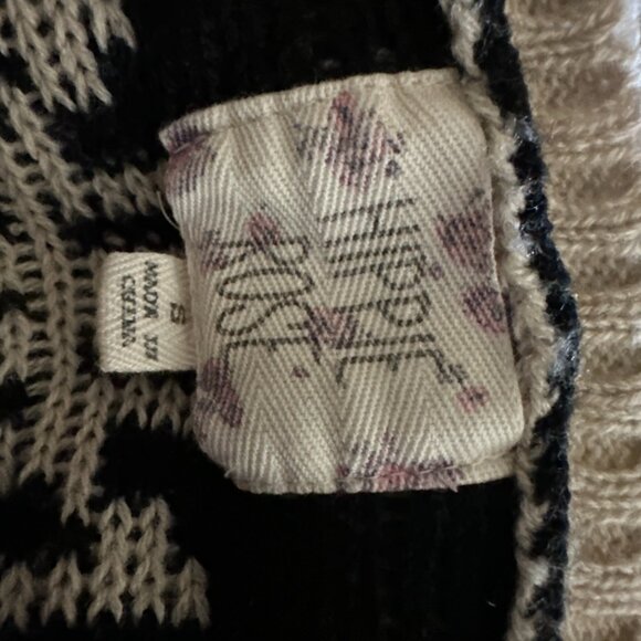 Hippie Rose Knit Cardigan Open Drape Front Geometric Print - Picture 5 of 6